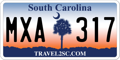 SC license plate MXA317