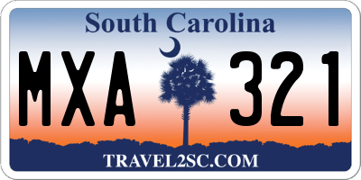 SC license plate MXA321