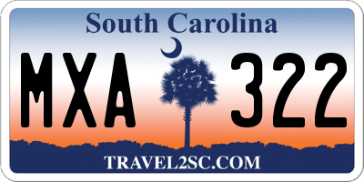 SC license plate MXA322