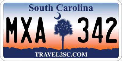 SC license plate MXA342