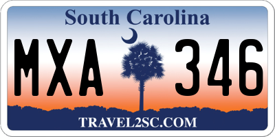 SC license plate MXA346
