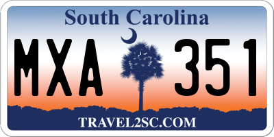 SC license plate MXA351