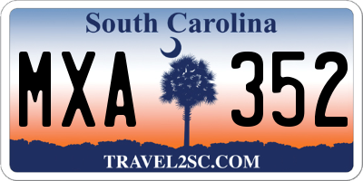 SC license plate MXA352