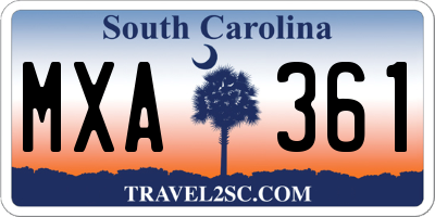 SC license plate MXA361