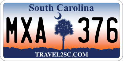SC license plate MXA376