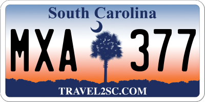 SC license plate MXA377