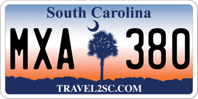 SC license plate MXA380