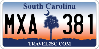 SC license plate MXA381