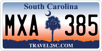 SC license plate MXA385