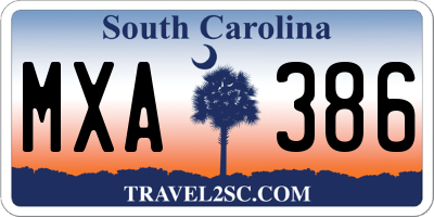 SC license plate MXA386