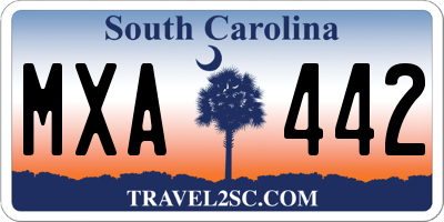 SC license plate MXA442