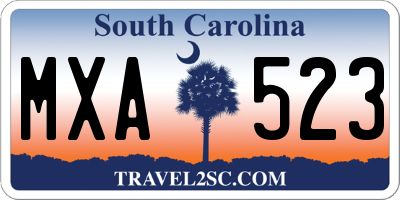SC license plate MXA523