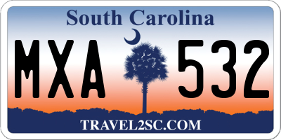 SC license plate MXA532