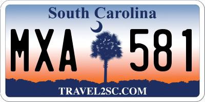 SC license plate MXA581