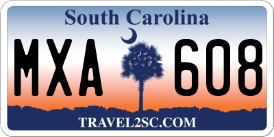 SC license plate MXA608