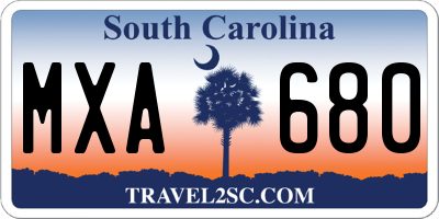SC license plate MXA680