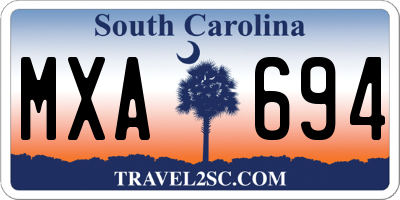 SC license plate MXA694