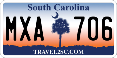 SC license plate MXA706