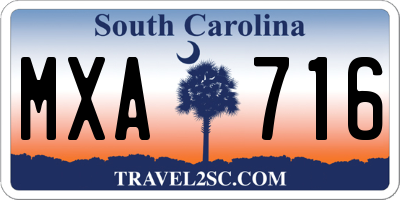 SC license plate MXA716