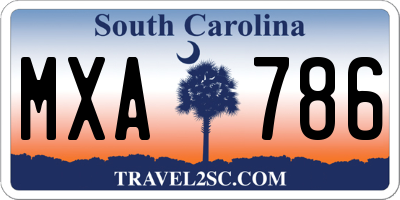 SC license plate MXA786