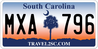 SC license plate MXA796