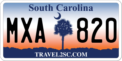 SC license plate MXA820