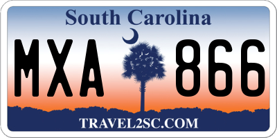 SC license plate MXA866