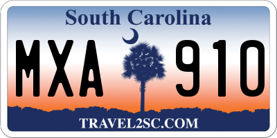 SC license plate MXA910