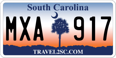 SC license plate MXA917