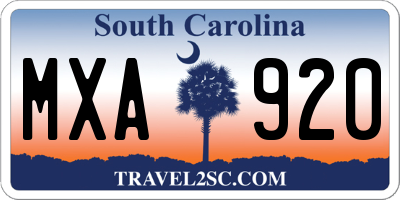 SC license plate MXA920
