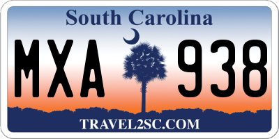 SC license plate MXA938