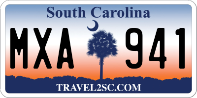SC license plate MXA941