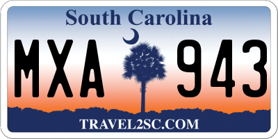 SC license plate MXA943