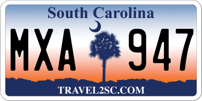 SC license plate MXA947