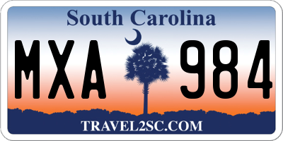 SC license plate MXA984