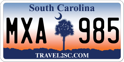 SC license plate MXA985