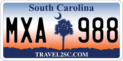 SC license plate MXA988