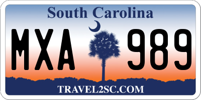 SC license plate MXA989