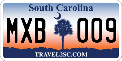 SC license plate MXB009