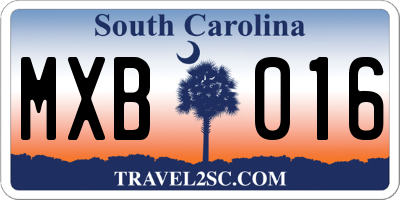SC license plate MXB016