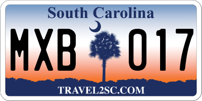 SC license plate MXB017