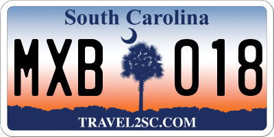 SC license plate MXB018