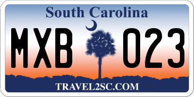 SC license plate MXB023