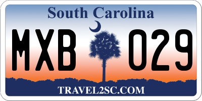 SC license plate MXB029