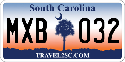 SC license plate MXB032