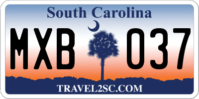 SC license plate MXB037