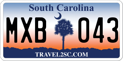 SC license plate MXB043