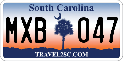 SC license plate MXB047