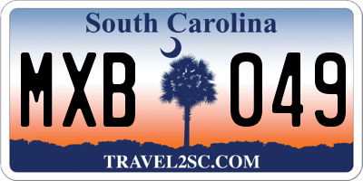 SC license plate MXB049