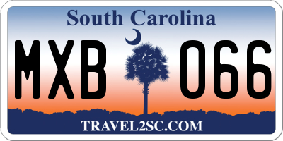 SC license plate MXB066